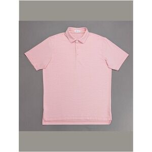 Peter Millar Pink White Stripe Polo Summer Comfort XL Golf Shirt